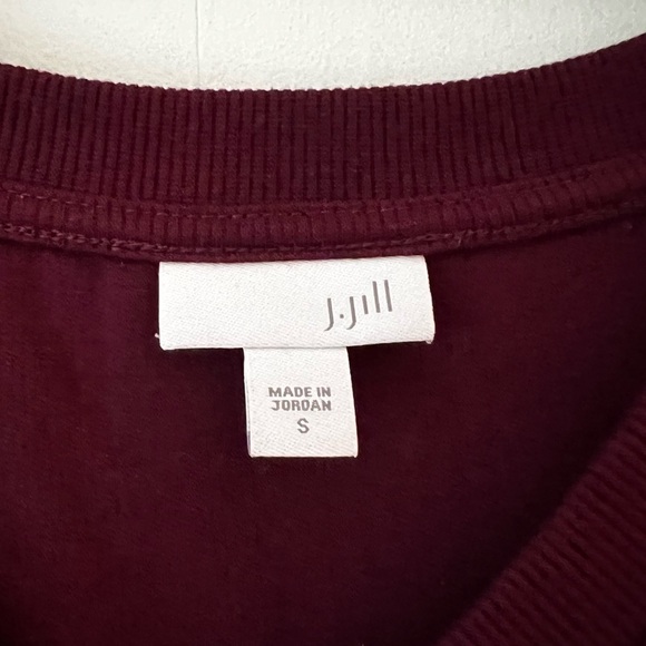 J. Jill Burgundy Waffle Knit V-Neck Long Sleeve Tunic Shift Dress Size Medium - Picture 7 of 11